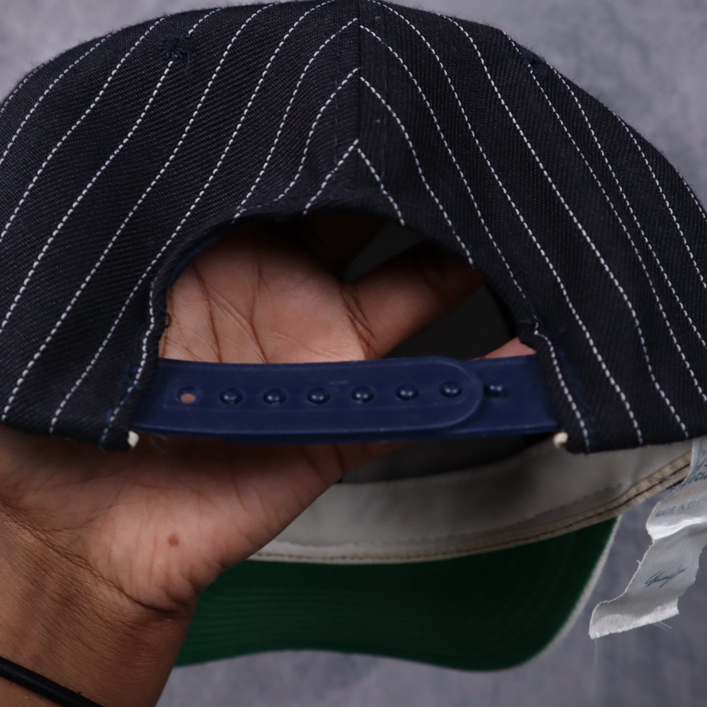 90s Navy Pinstripe New York Yankees Sports Specialties Snapback Hat 5561
