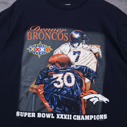 1998 Navy Blue Denver Broncos Super Bowl XXXII Champions Shirt 6598