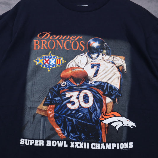 1998 Navy Blue Denver Broncos Super Bowl XXXII Champions Shirt 6598