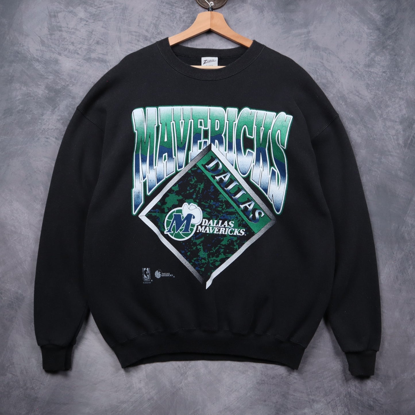 90s Faded Black Dallas Mavericks Zubaz Crewneck Sweatshirt 5541
