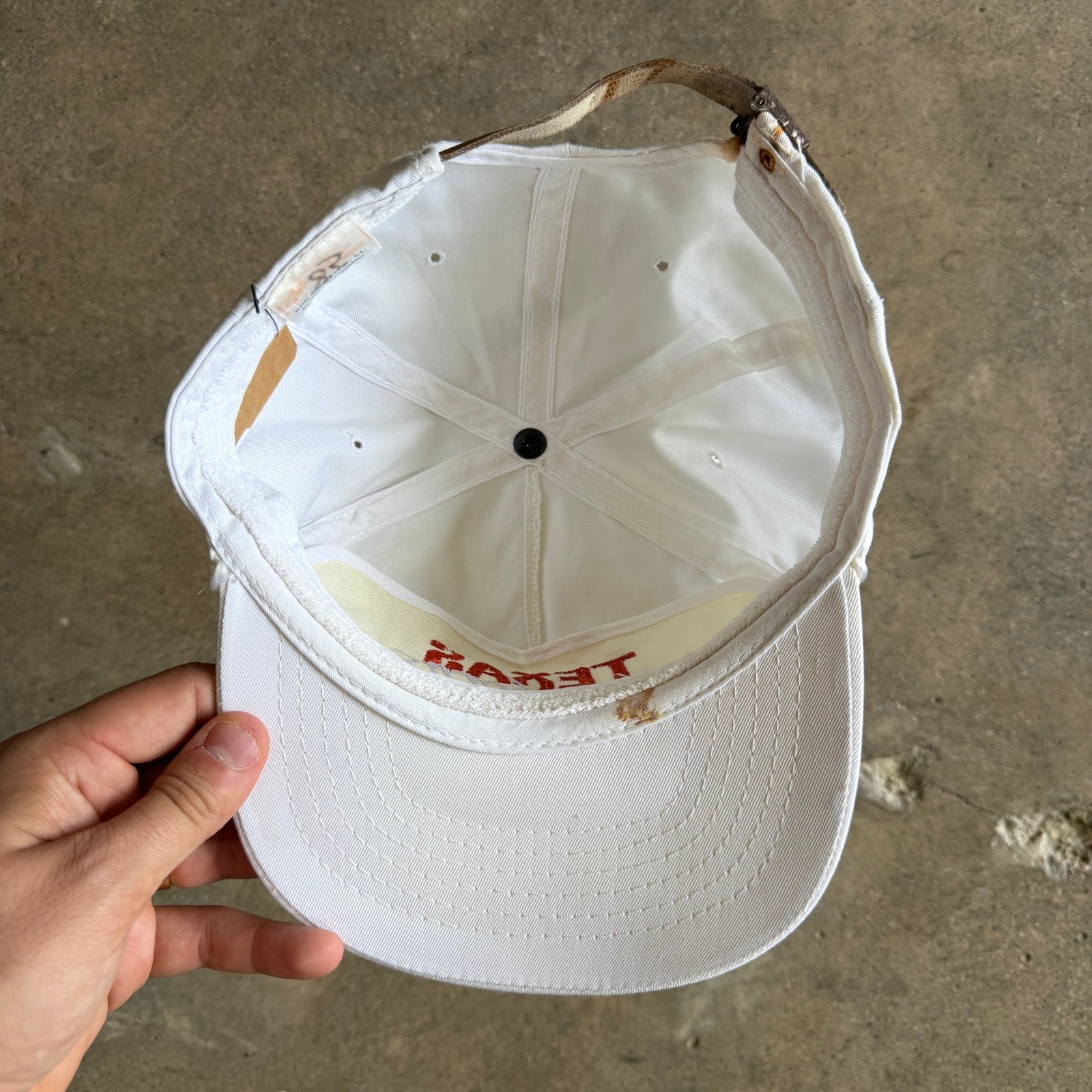 80s White Texas Longhorns Leather Strap Hat 5782