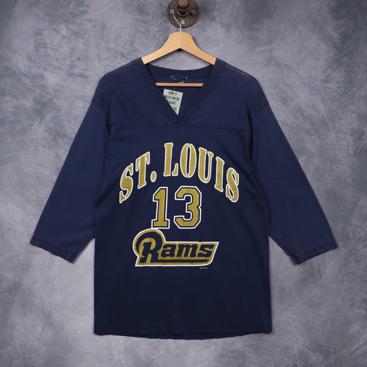 00s Navy Blue St. Louis Rams Kurt Warner #13 Jersey Shirt 6592