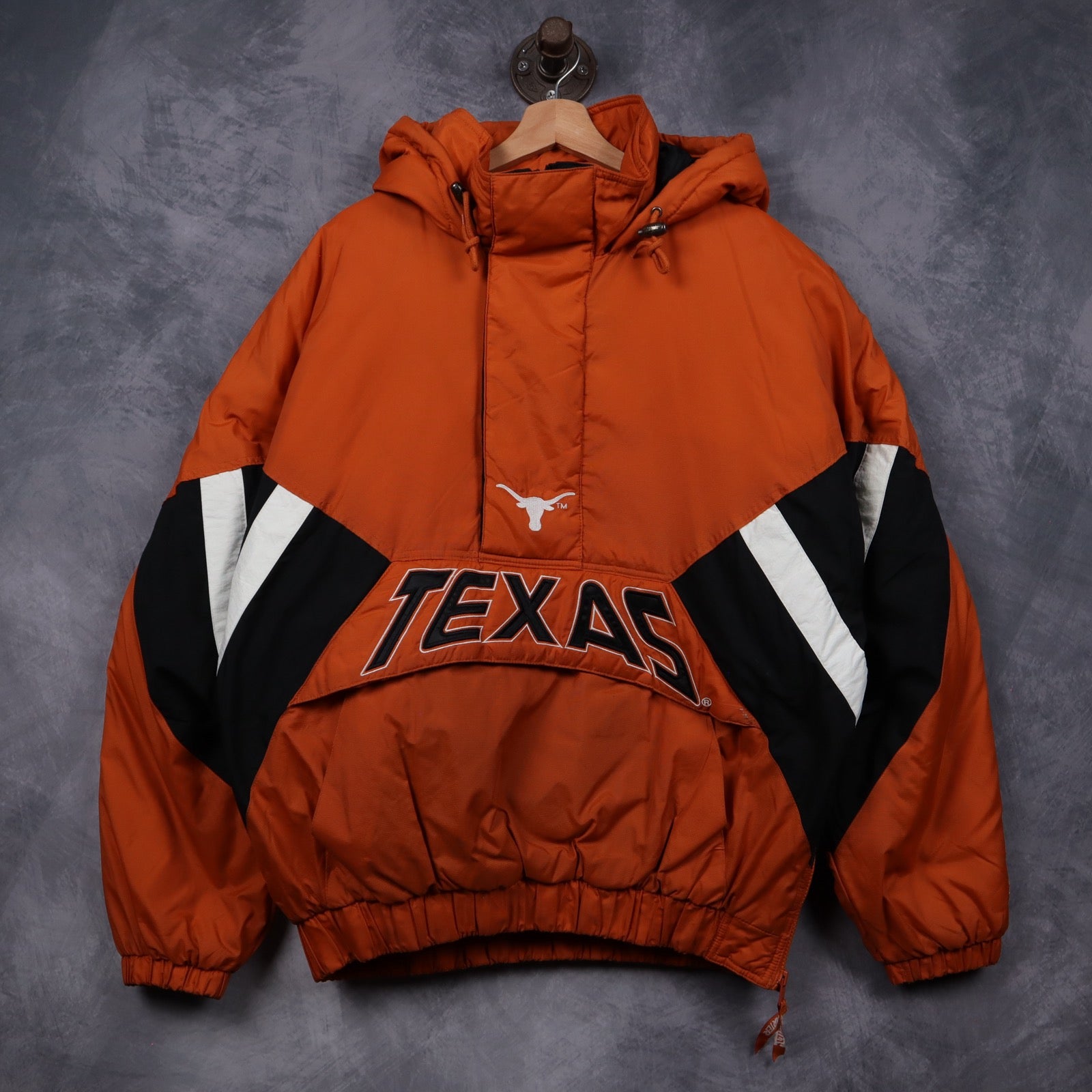 90s Orange Texas Longhorns Starter Hooded Pullover Jacket 5922
