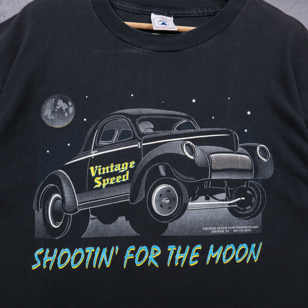 00s Black Vintage Speed Shootin' For The Moon Shirt 7244
