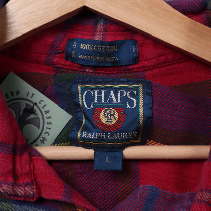 90s Red Chaps Ralph Lauren Plaid Flannel Shirt 5315