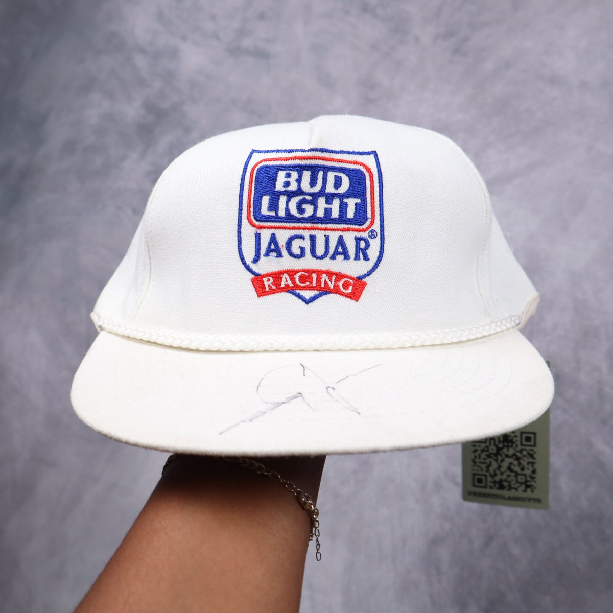 90s White Bud Light Jaguar Racing Hat 7292