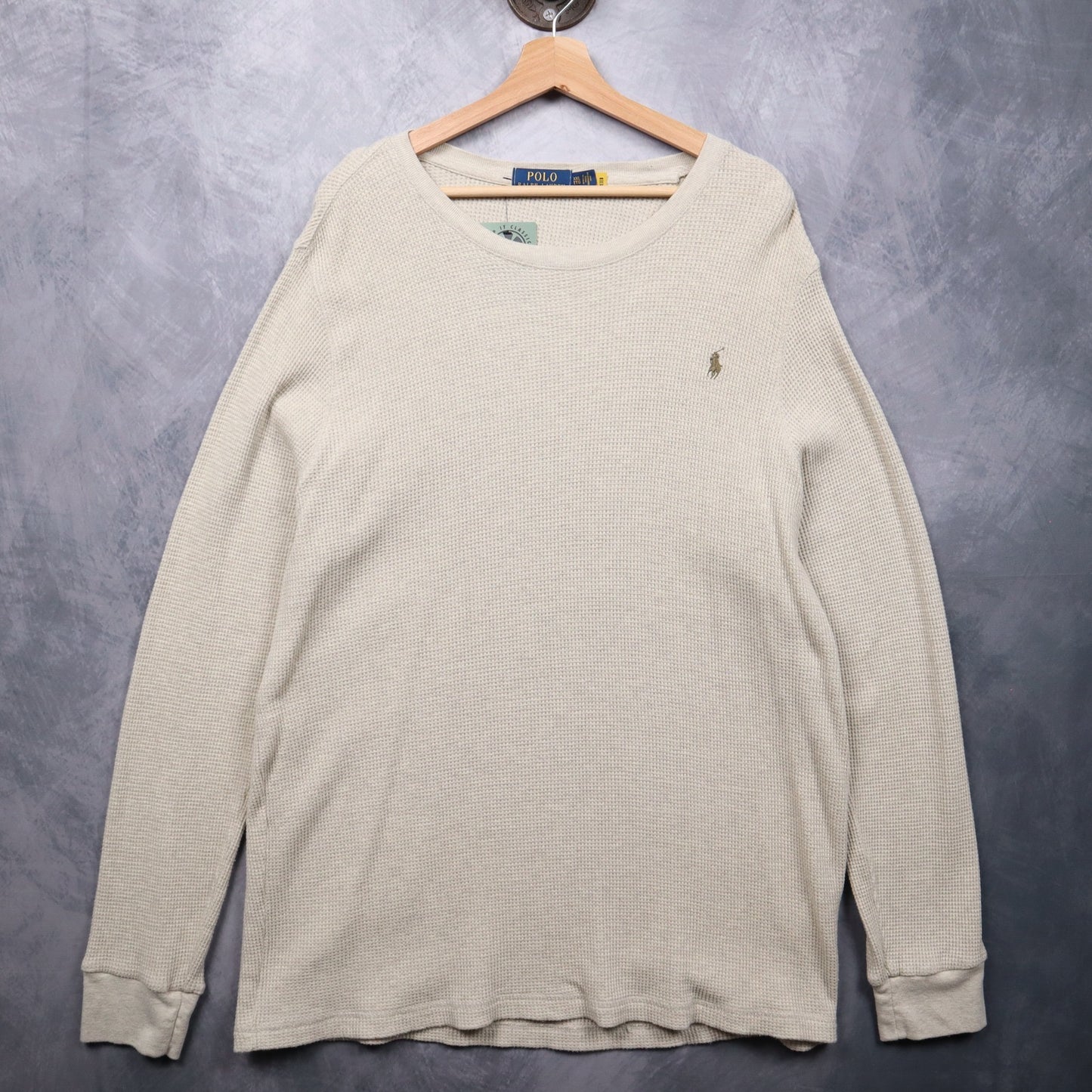 00s Cream Polo Ralph Lauren Thermal Shirt 4707