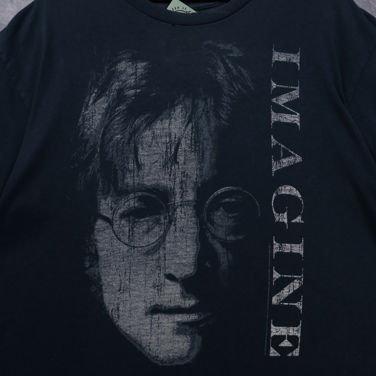 Early 2000s Faded Black John Lennon Imagine Shirt 5371
