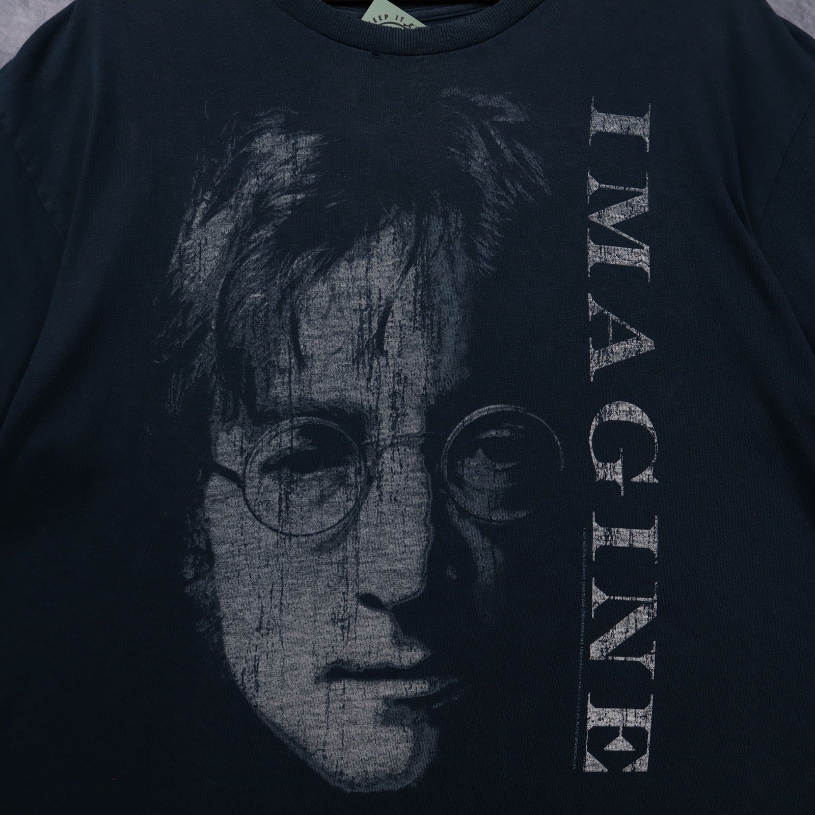 Early 2000s Faded Black John Lennon Imagine Shirt 5371
