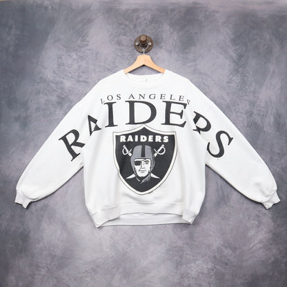 90s White Los Angeles Raiders Wraparound Crewneck Sweatshirt 6428