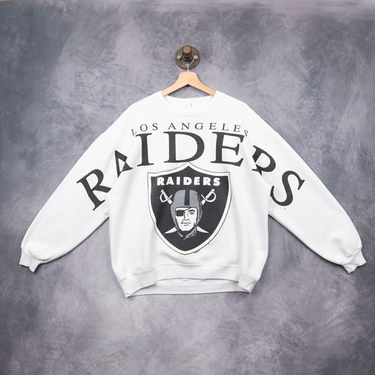 90s White Los Angeles Raiders Wraparound Crewneck Sweatshirt 6428