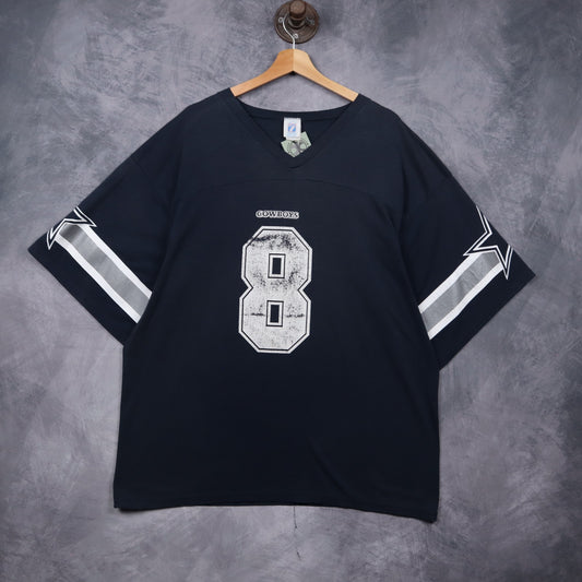 90s Navy Blue Dallas Cowboys Troy Aikman #8 Jersey Shirt 6650