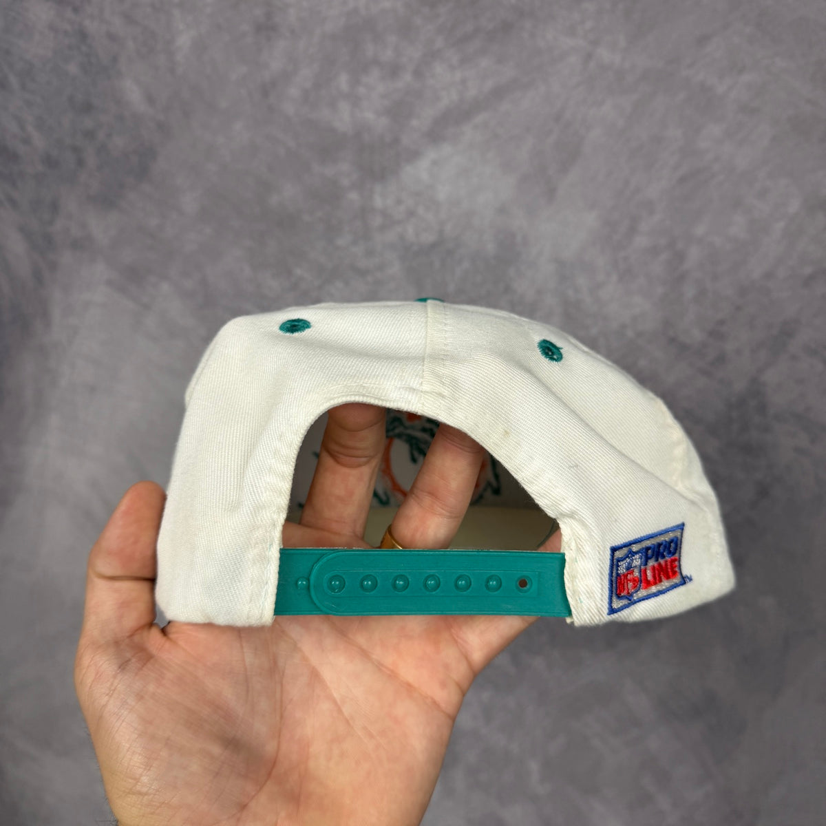 90s White Miami Dolphins Logo Athletic Sharktooth Snapback Hat 6818