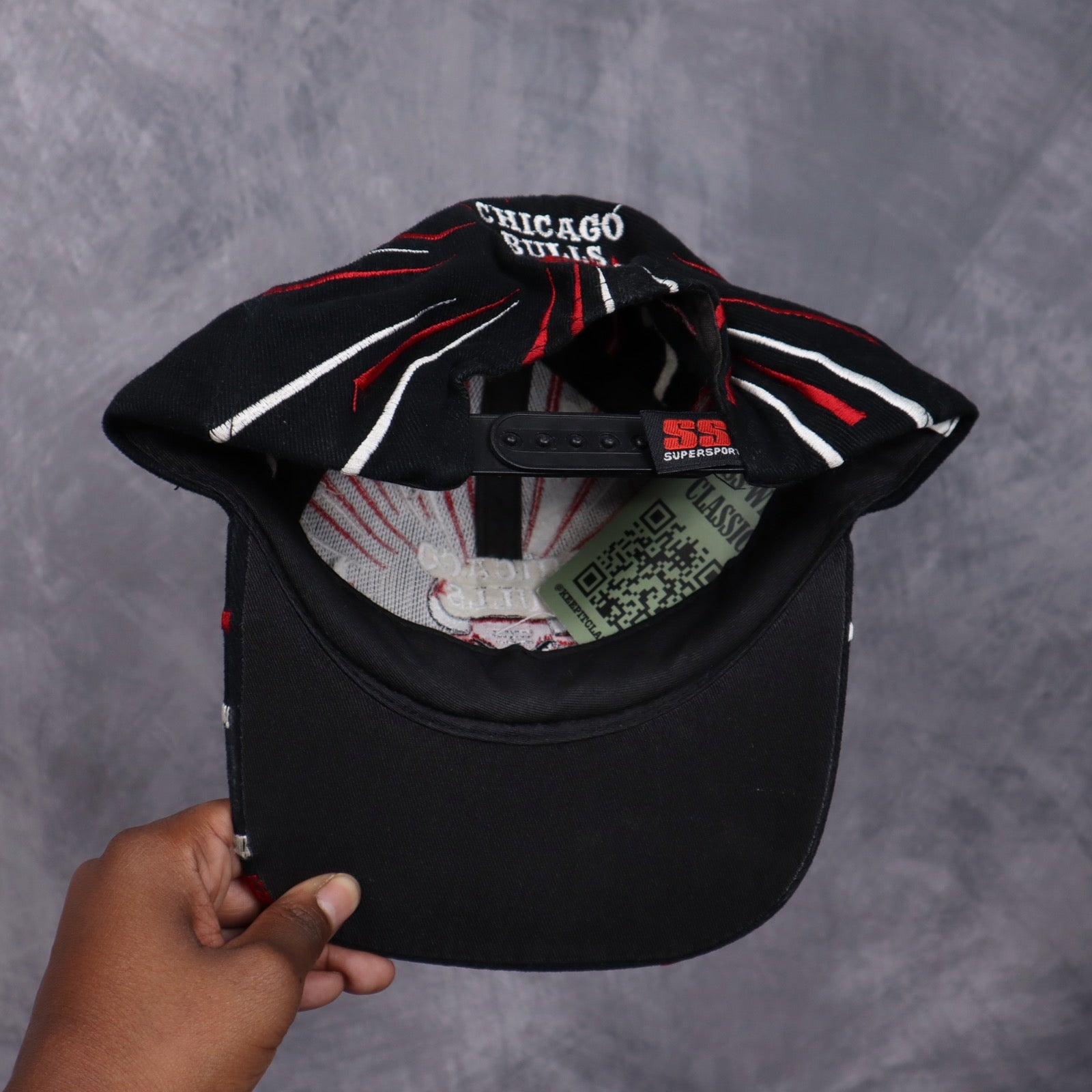90s Black Chicago Bulls Shockwave Snapback Hat 5514