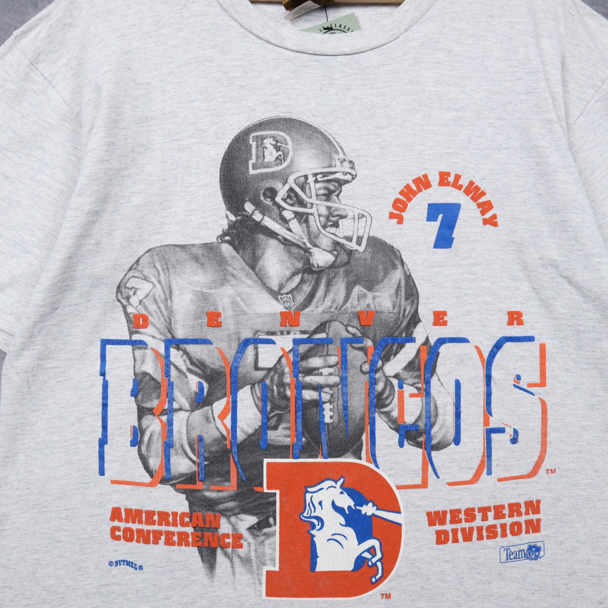 90s Grey Denver Broncos John Elway Shirt 6701