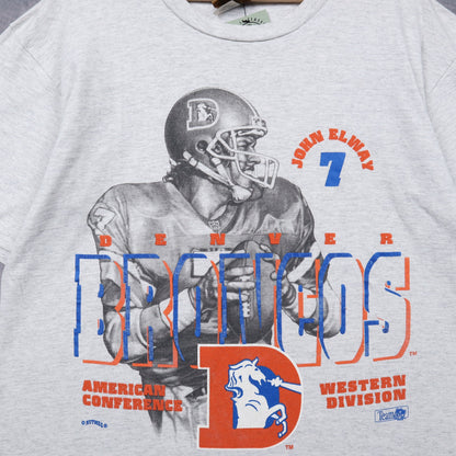 90s Grey Denver Broncos John Elway Shirt 6701