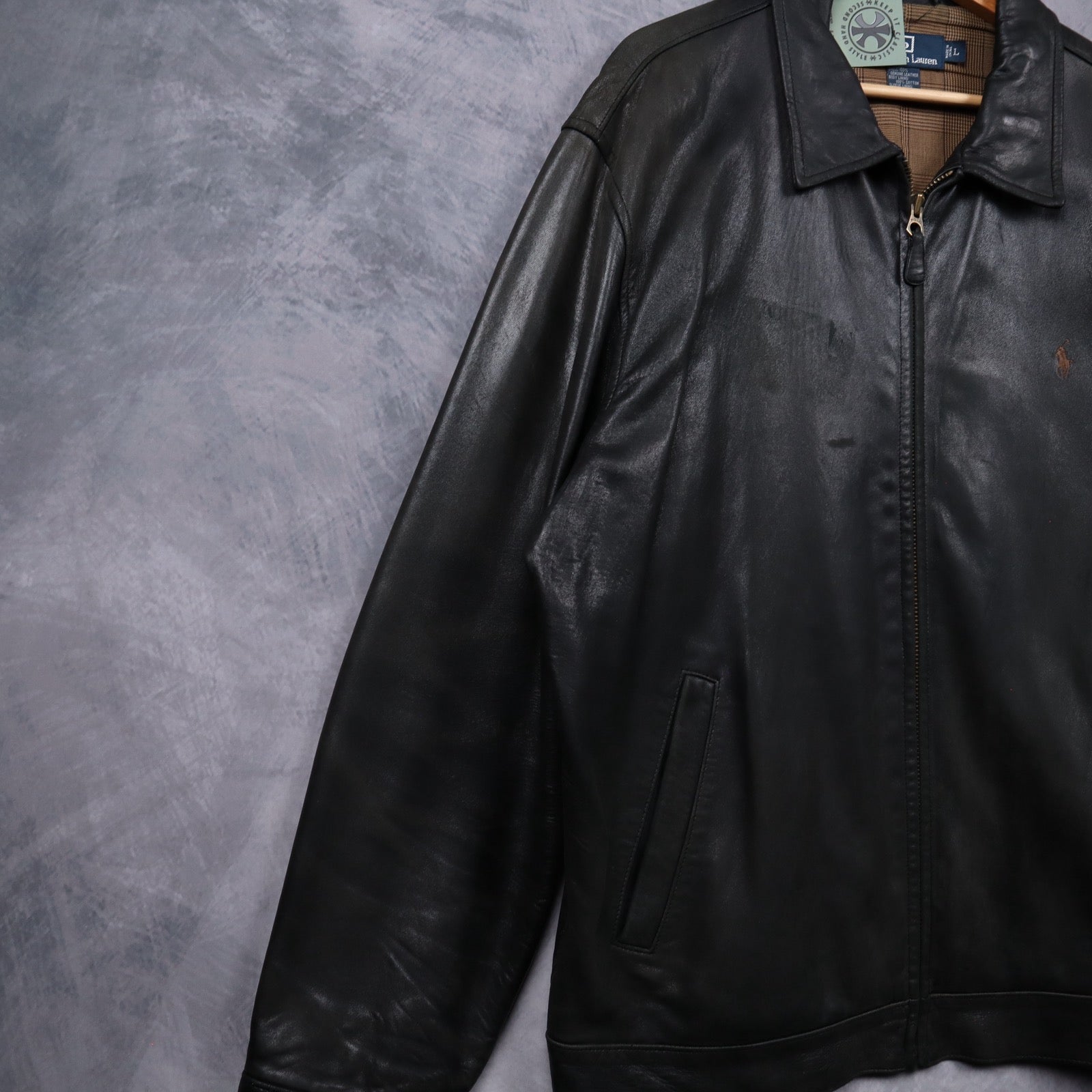 90s Black Polo Ralph Lauren Leather Jacket 5488