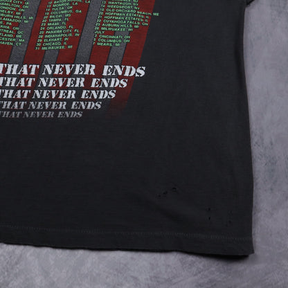 1991 Faded Black Slaughter 'The Tour That Never Ends' Shirt 4964