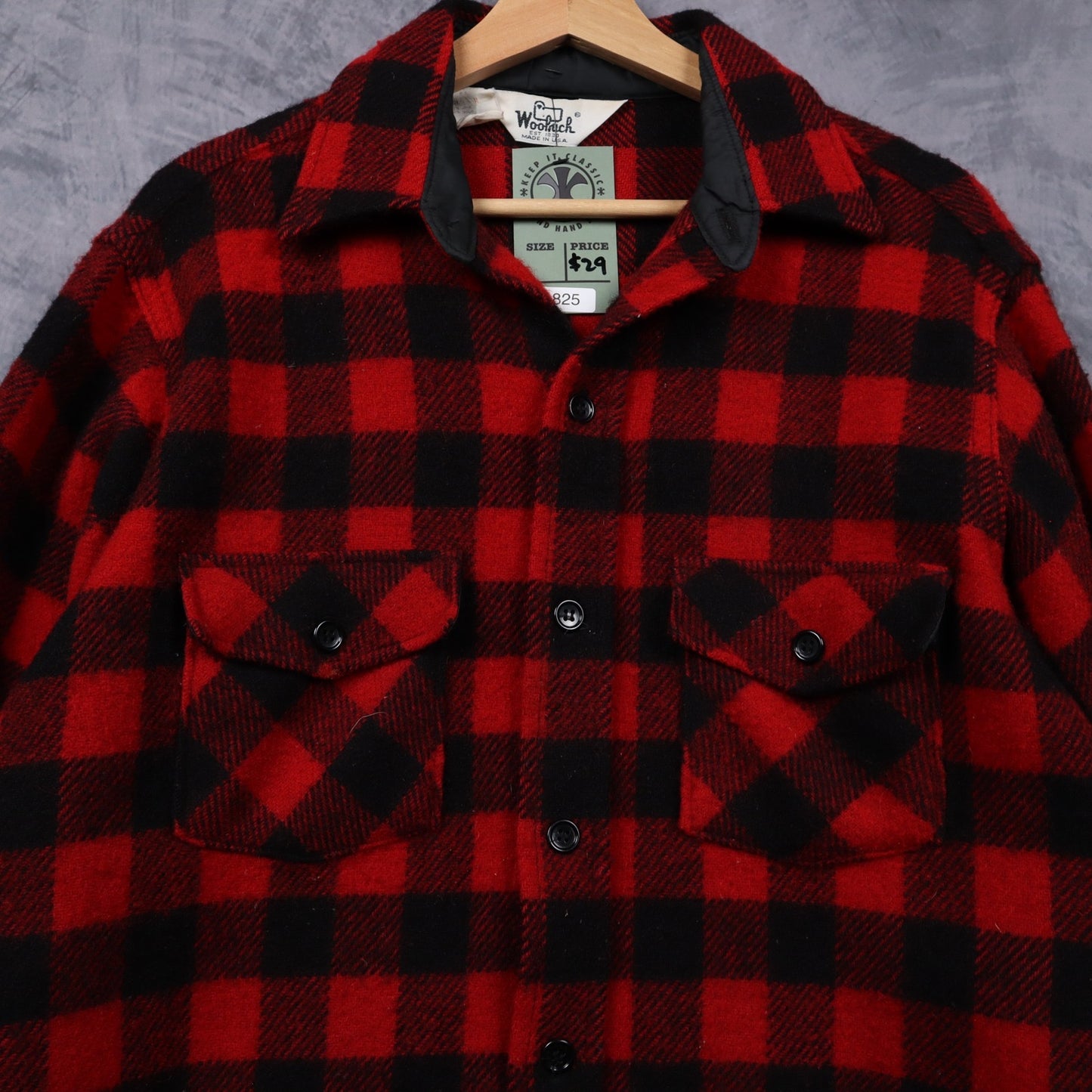 80s Black Red Woolrich Buffalo Plaid Wool Shirt 4825