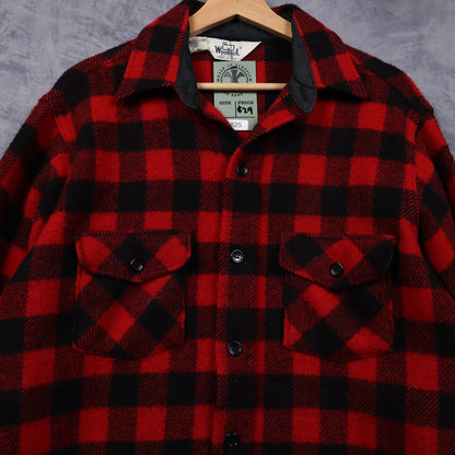 80s Black Red Woolrich Buffalo Plaid Wool Shirt 4825