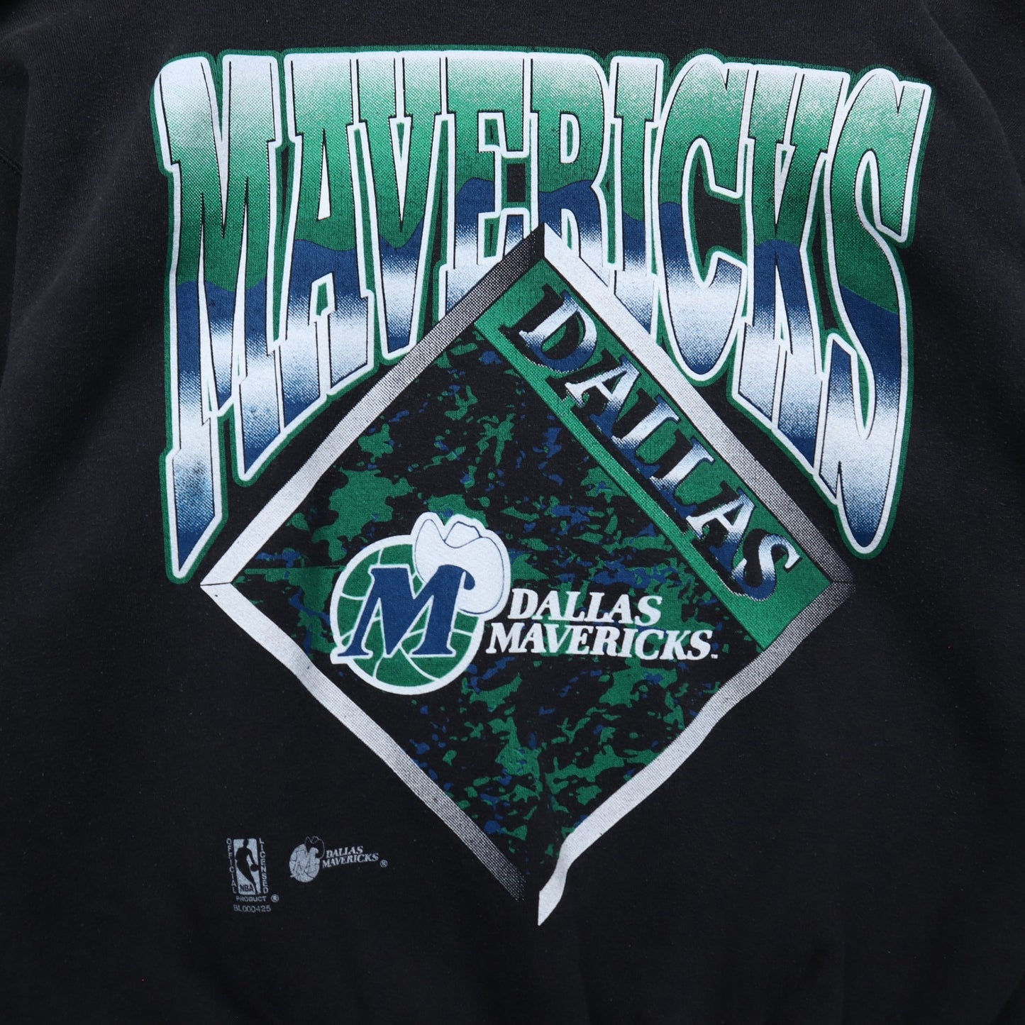 90s Faded Black Dallas Mavericks Zubaz Crewneck Sweatshirt 5541