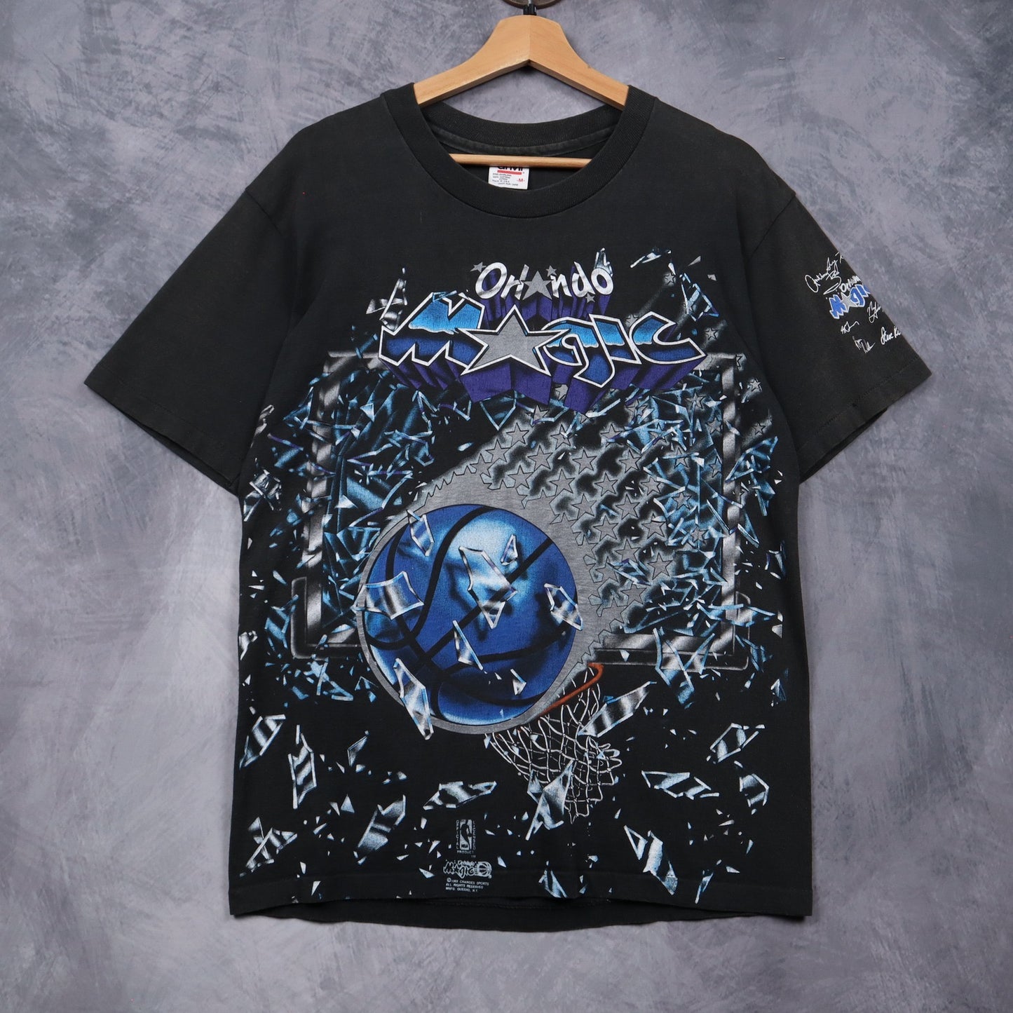 90s Black Orlando Magic All Over Print Shirt 4913