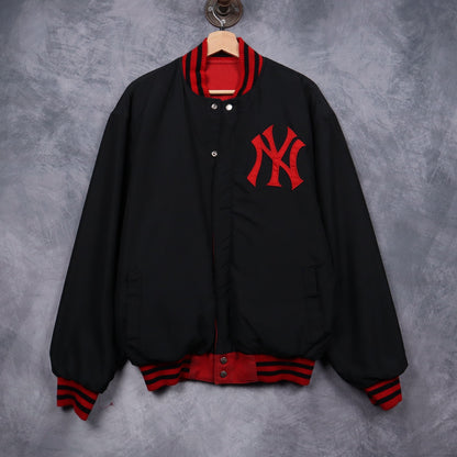 90s Black & Red New York Yankees Reversible Varsity Jacket 5096