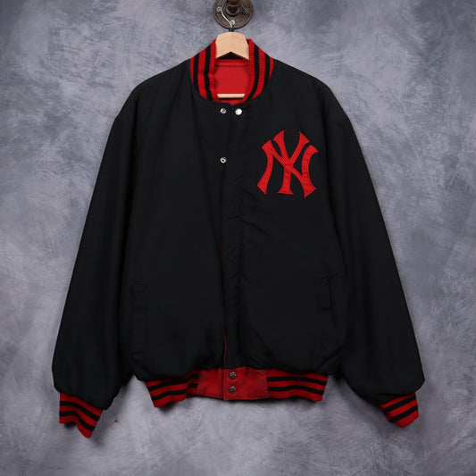 90s Black & Red New York Yankees Reversible Varsity Jacket 5096