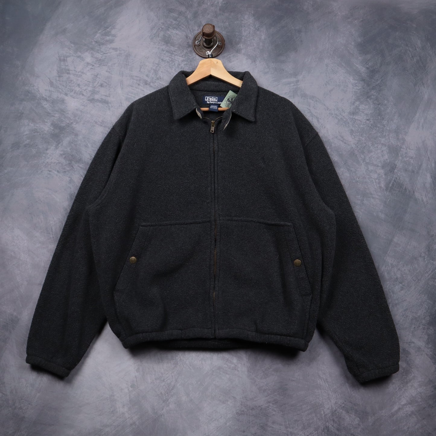 90s Charcoal Polo Ralph Lauren Fleece Zip Jacket 5468