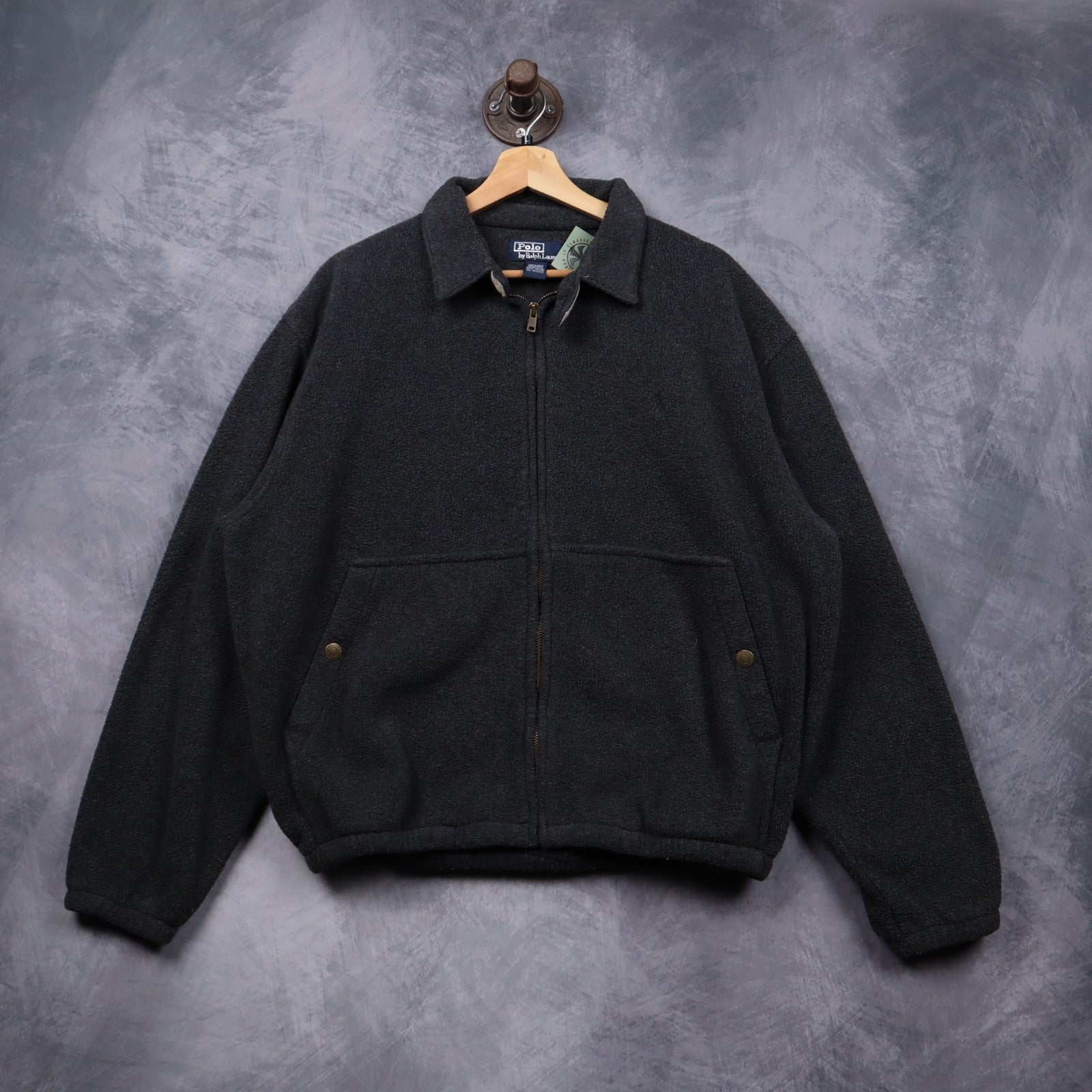 90s Charcoal Polo Ralph Lauren Fleece Zip Jacket 5468