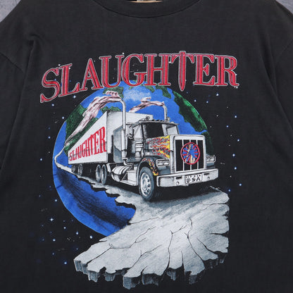 1991 Faded Black Slaughter 'The Tour That Never Ends' Shirt 4964