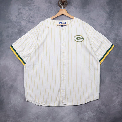 90s White Green Bay Packers Starter Pinstripe Baseball Jersey 6688
