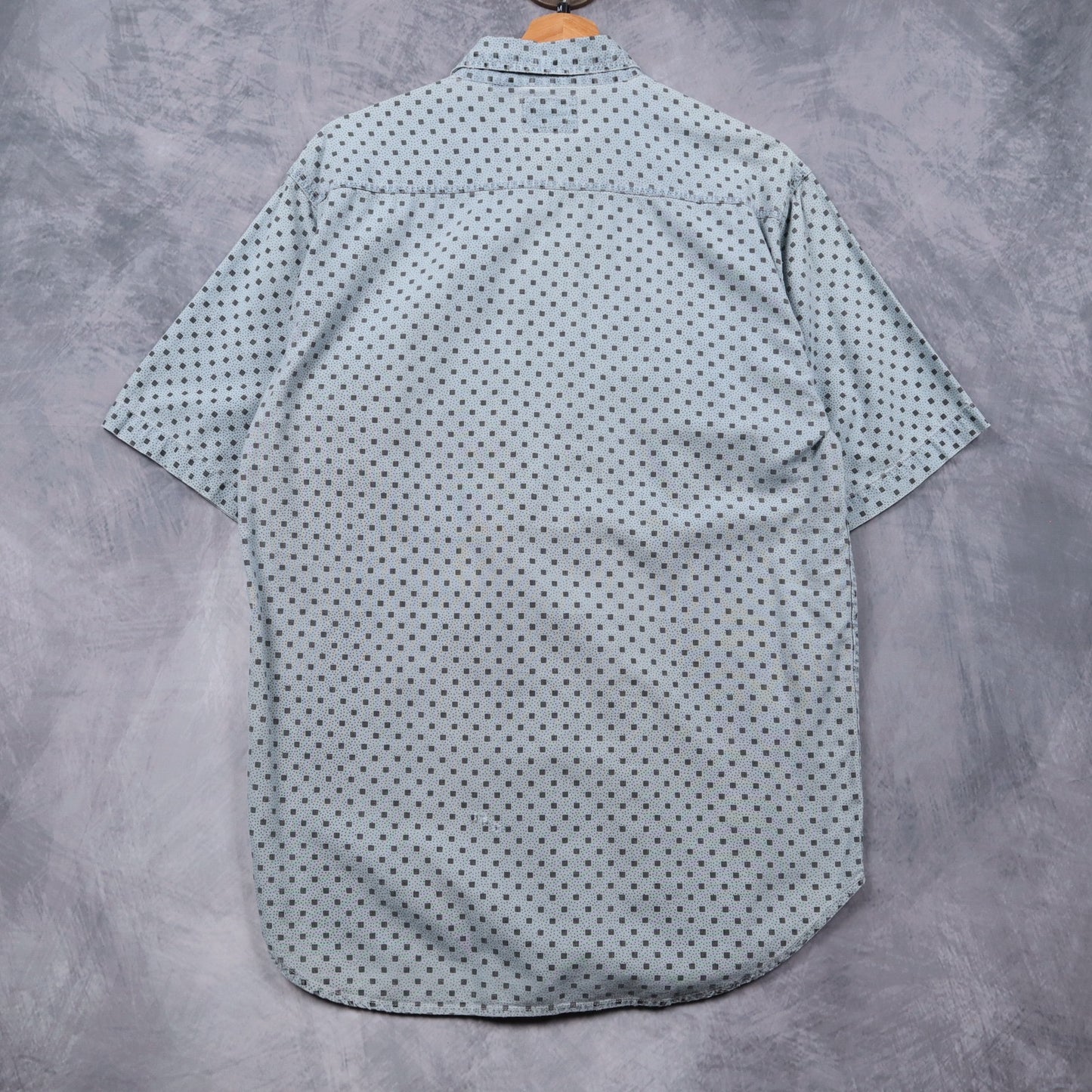 90s Light Blue Tomato Geometric Print Short Sleeve Button Up Shirt 4816