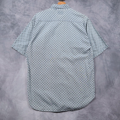 90s Light Blue Tomato Geometric Print Short Sleeve Button Up Shirt 4816