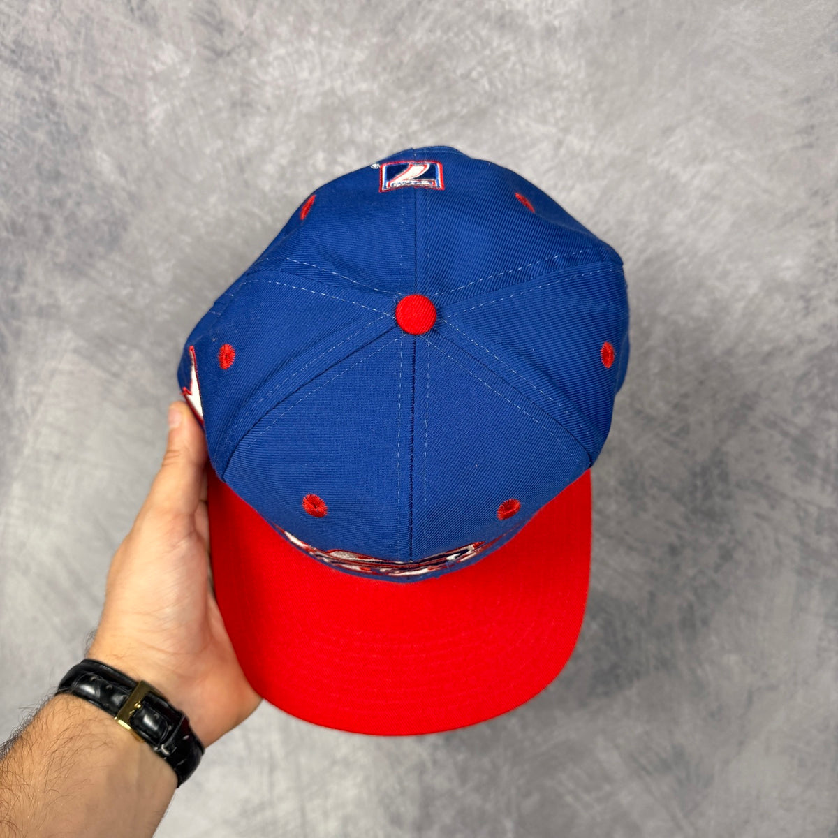 90s Blue Buffalo Bills Logo 7 Snapback Hat 6817