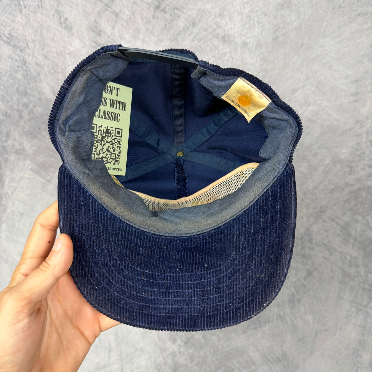 90s Navy Blue Chicago Bears Corduroy Snapback Hat 6813