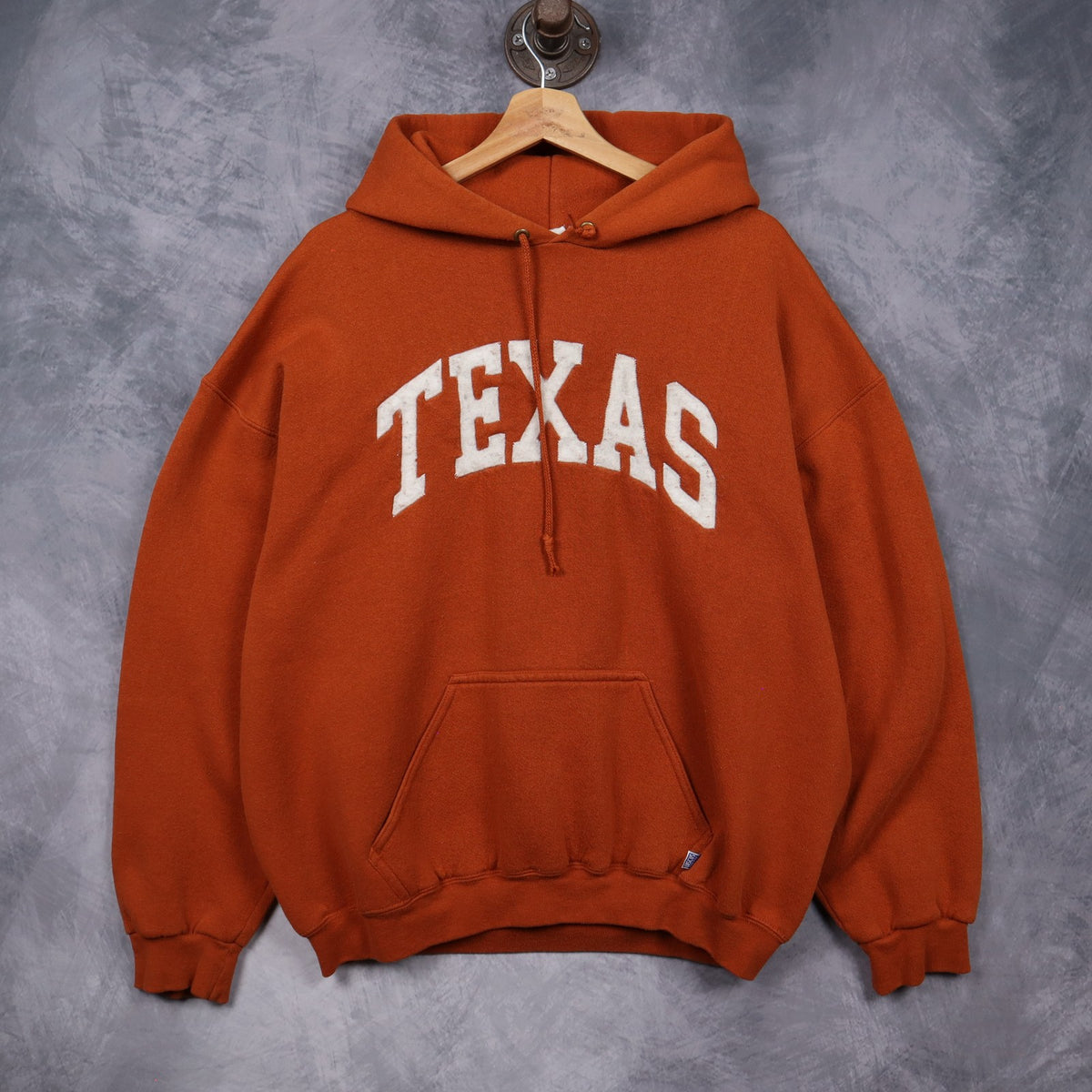 90s Burnt Orange Texas Discus Athletic Hoodie 5655