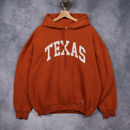 90s Burnt Orange Texas Discus Athletic Hoodie 5655