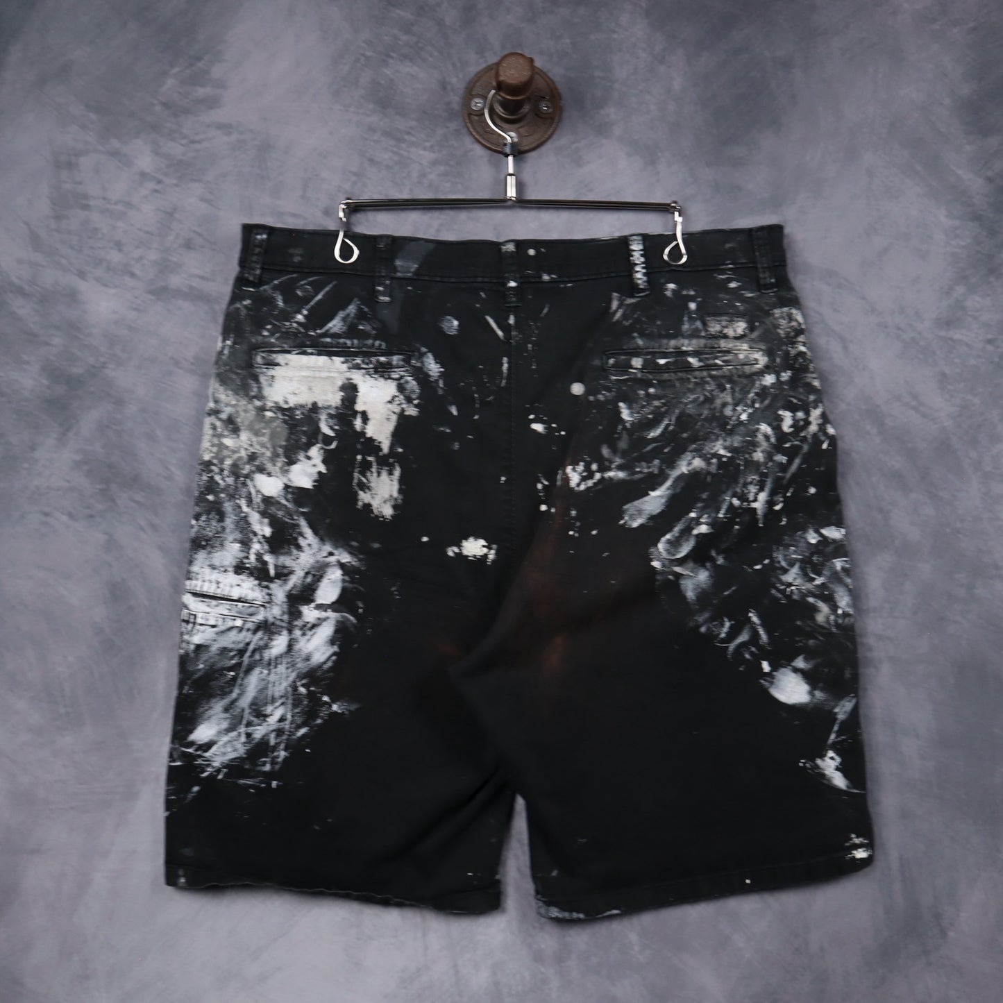Y2K Black Paint Splattered Work Shorts 5212