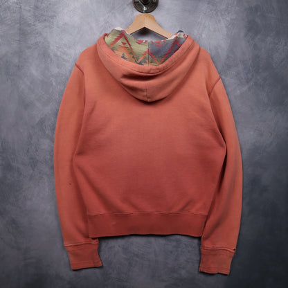 90s Faded Red Polo Ralph Lauren Aztec Lined Zip Hoodie 4702
