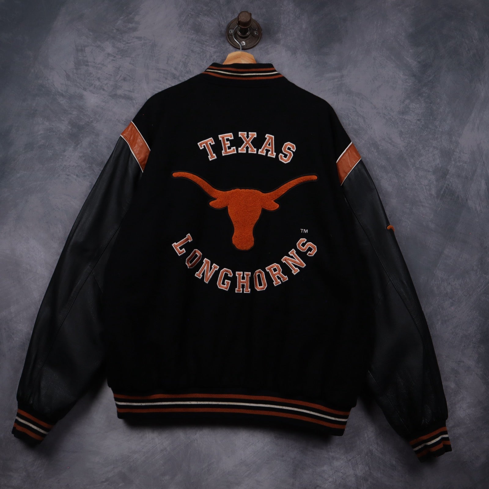 90s Black Texas Longhorns Varsity Jacket 5934