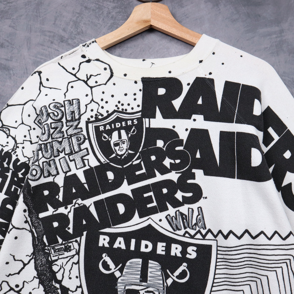 90s White Los Angeles Raiders All Over Print Crewneck Sweatshirt 6430