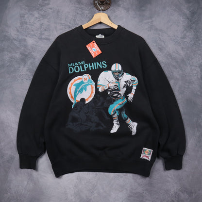 90s Black Miami Dolphins Crewneck Sweatshirt 6475