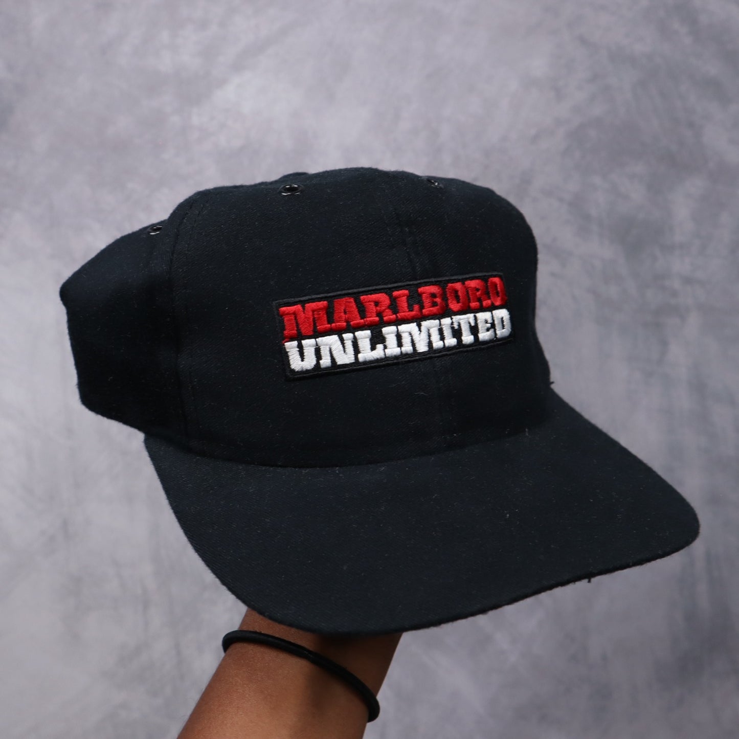 90s Black Marlboro Unlimited Snapback Hat 5516