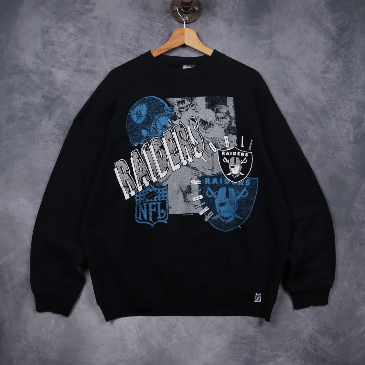 1991 Black Raiders NFL Crewneck Sweatshirt 6534