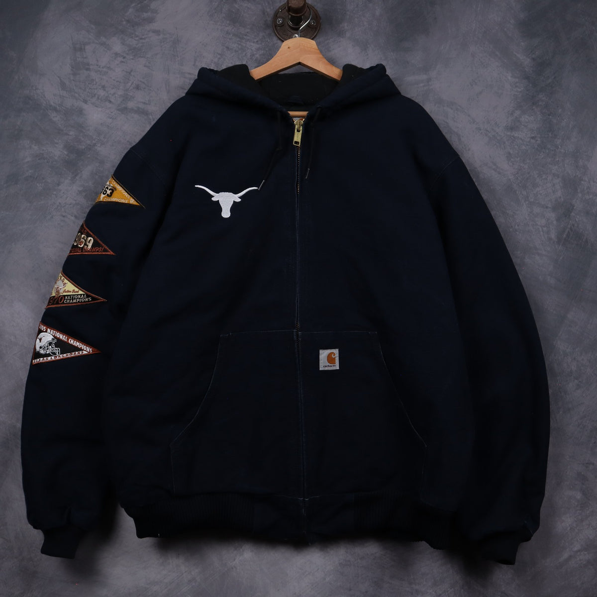 00s Navy Blue Carhartt Texas Longhorns National Champions Hooded Jacket 5902