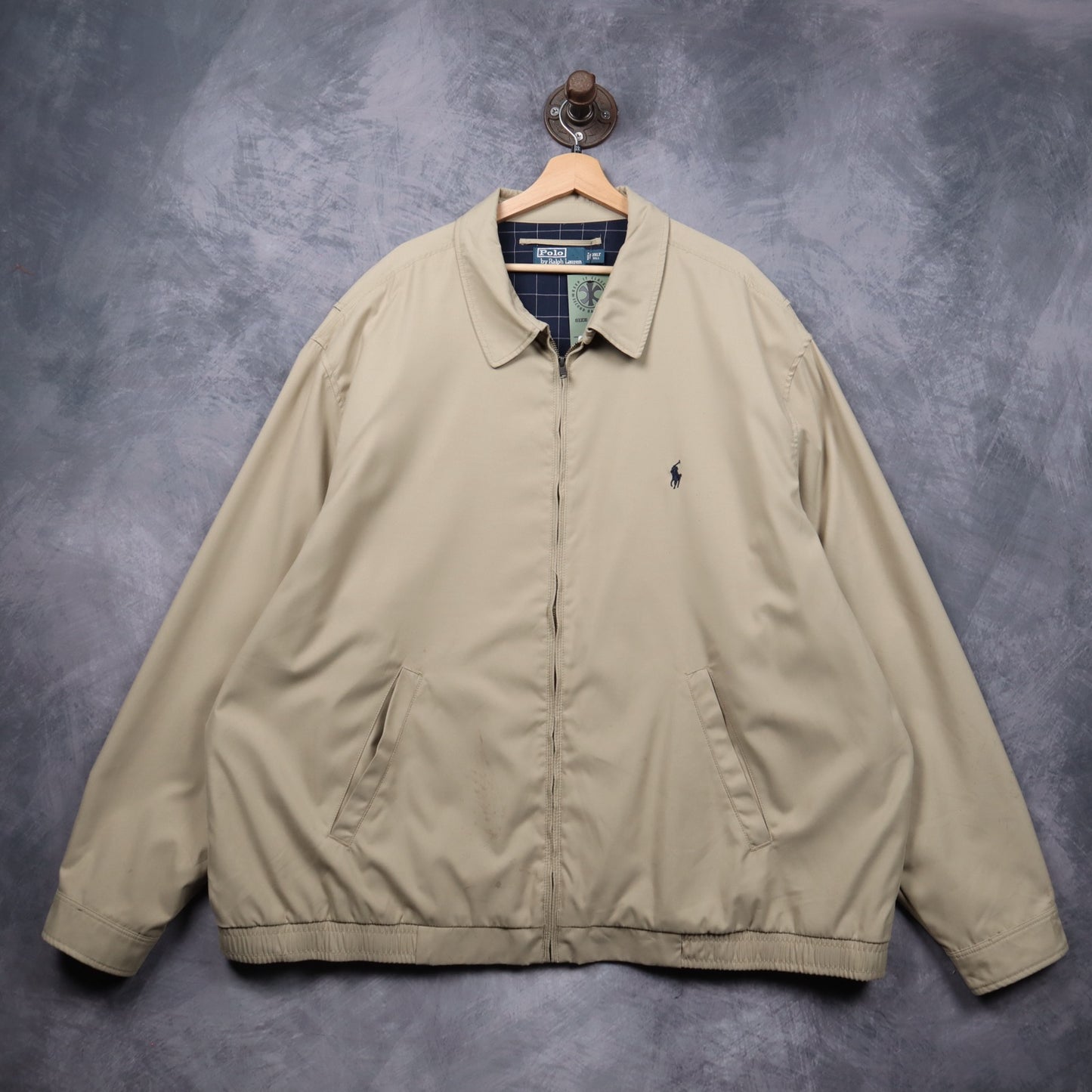 90s Tan Brown Polo Ralph Lauren Nylon Harrington Jacket 5469