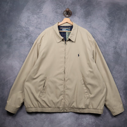 90s Tan Brown Polo Ralph Lauren Nylon Harrington Jacket 5469