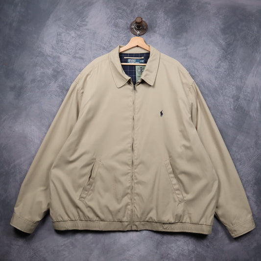 90s Tan Brown Polo Ralph Lauren Nylon Harrington Jacket 5469