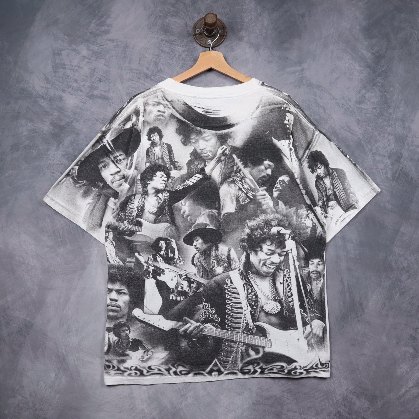 90s White Jimi Hendrix All Over Print Shirt 5160